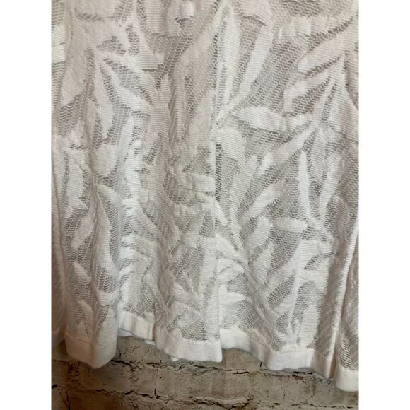 Nic + Zoe Top Womens Small White Mesh Semi Sheer Beachy Tropical Coquette Zip - Picture 7 of 14